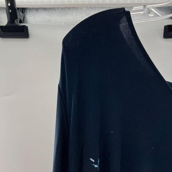 J.Jill Wearever Collection Floral Top 3/4 Sleeve Navy/Turquoise Size Large - Picture 4 of 9